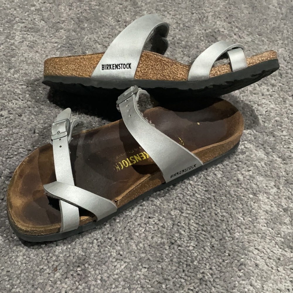 7 / 37  Birkenstock sandals slip on good condition Silver